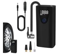 Pompe à compresseur d'air rechargeable - Pompe à pneu compacte, dispositif de remplissage d'air rapide, manomètre réglable, kit de buse universel, pompe à air de véhicule légère, matériau ABS