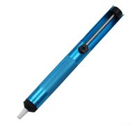 Pompe à dessouder en alliage d'aluminium Stylo d'aspiration pour réparation électronique - 187 mm - Bleu - Tige poussoir en acier inoxydable - Outil de retrait d'étain à haute efficacité