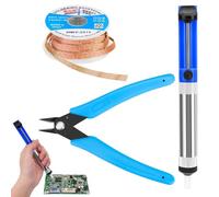 Pompe à dessouder, mèche à dessouder, accessoires de soudure, micro coupe-fil, pompe à souder, accessoires de soudure, kit d'outils de soudure, kit de 3 outils de soudure, accessoires d'assistance