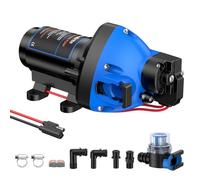 Pompe a Eau 12v Camping Car, Pompe à Membrane Auto-amorçante 3.3GPM 50PSI Mise à Niveau Avec Ports de Connexion Rapide 3 Chambres, avec Pressostat pour Camping-car, Yacht, Jardin