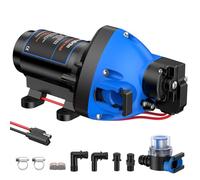 Pompe a Eau 12v Camping Car, Pompe à Membrane Auto-amorçante 3.3GPM 50PSI Mise à Niveau Avec Ports de Connexion Rapide 3 Chambres, avec Pressostat pour Camping-car, Yacht, Jardin