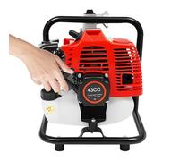 Pompe à eau à essence 1,7 CV - 43 cc - Hauteur de refoulement pour drainage - Arrosage - Avec démarrage à corde - Puissance d'aspiration de 8 m - Hauteur de refoulement de 30 m