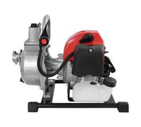Pompe à eau à essence 1,7 CV avec moteur 2 temps 1,25 kW Pompe de jardin Pompe pour eaux usées, hauteur de refoulement 30 m, débit 10 000 l/h, pompe haute pression pour drainage/refoulement d'eau