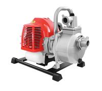 Pompe à eau à essence 2 temps 43 cc, 1,25 kW, portable avec 8500 tr/min, débit 10 m³/h, hauteur d'aspiration 8 m et hauteur de refoulement 30 m, pompe de jardin avec raccord de 25 mm pour