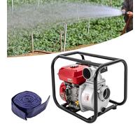 Pompe à eau à essence 4 temps 7,5 HP avec conduite d'eau de 7,5 m, pour transfert d'eau sur de grandes distances, grande irrigation dans les jardins