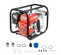 Pompe à eau à essence 7,5 HP 4 temps 212 CC - Pompe à eau portable - Hauteur de refoulement : 30 m - Puissance d'aspiration : 8 m - Pompe à eau à essence auto-amorçante avec tuyau de 7,5 m pour