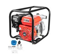 Pompe à eau à essence 7,5 HP 4 temps 212 CC - Pompe à eau portable - Hauteur de refoulement : 30 m - Puissance d'aspiration : 8 m - Pompe à eau à essence auto-amorçante avec tuyau de 7,5 m pour