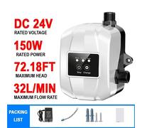 Pompe à eau Booster 150W 24V, contrôleur de pression automatique, chauffe-eau pour douche domestique, pompe silencieuse à pression d'eau ajoutée AC 100-240V