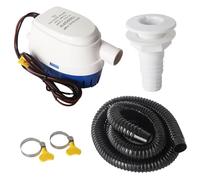 Pompe à eau de cale automatique 12 V 1200 GPH, kit de plomberie de pompe de cale de 1-1/8 pouces, avec tuyau de pompe de cale de 6,5 pieds, 2 colliers en acier inoxydable, montage