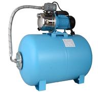 Pompe à eau domestique JS 1100, pompe d'alimentation en eau domestique avec réservoir de 100 litres, acier inoxydable INOX, pompe à eau (3600 l/h, 1100 W, hauteur de refoulement 50 m), pressostat,