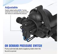 Pompe à eau électrique DC12V Pompe auto-amorçage à grande efficacité de l'efficacité 8,4 L min 60psi 3,5 gpm Pompe de booster de livraison d'eau pour navires RV Irrigation