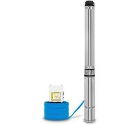 EBERTH Pompe de puits profond 4" pompe à eau immergée pour puits, électrique 1100W, pompe submersible pour puits, diamètre 4 pouces (10cm), câble électrique 20m, hauteur de refoulement max. 74m