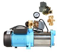 Pompe à Eau MAX-H 1300 - Pompe d’arrosage de Jardin (1300 W 6000 l/h Hauteur de Refoulement 55 m) - avec Manomètre Pressostat Raccord 5 Voies - pour l'alimentation en Eau Domestique pour le Réservoir