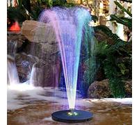 Pompe à eau solaire avec panneau solaire 3 W et batterie de secours 1600 mAh - Fontaine flottante avec 7 modes de pulvérisation et éclairage LED - Pompe extérieure automatique