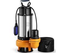 Pompe à Eau Submersible-Duoku-2200W-60000L/H-Cordon de 10m--Acier Inoxydable, pour Eau Sale/Nettoyée-Drainage des Inondations