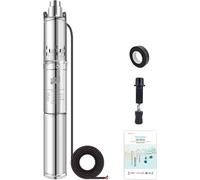 Pompe à eau submersible solaire, régulateur intégré, hauteur de refoulement maximale 35m, 370W DC 24V