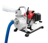 Pompe À Eau Thermique Portable 1,25kW 2 Temps, Pompe Jardin Arrosage Essence Débit 10m³/h, Irrigation Agricole Drainage, Aluminium 30m 8m