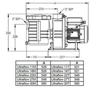 pompe à filtration 0.75 cv, 11m3/h triphasé - ultraflow 11t - pentair