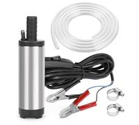 Pompe à Huile DC 12V 38mm Pompe Carburant Pompe Diesel Pompe Submersible Eau Pompe de Transfert avec Tuyau 5m Pompe Vidange Huile Moteur pour Voiture, Caravane, Bateau Marin (Clip Crocodile)