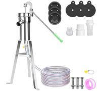 Pompe à Main de Puits,Pompe D'Aspiration en Acier Inoxydable,Pompe De Puits Manuelle En Acier Inoxydable,Équipé d'un support de 58 centimètres et d'un tuyau de 5 mètres pour Maison,Cour,Jardin