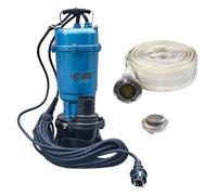 Pompe à matières fécales 20-30 m Storz C Couplage Pompe à eaux usées 550 W 18000 L/h Pompe submersible Cutter Lame de coupe (pompe avec tuyau de 30 m)