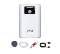 Pompe à oxygène compacte pour aquarium 2 W à faible bruit | Port de type C, clip en métal anti-poussière, seau portable, silencieux de 20 à 35 dB, coque en ABS durable