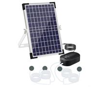 Pompe à oxygène solaire 10 W 10 V pour bassin avec batterie de 4400 mAh, 3 modes de fonctionnement jusqu'à 110 h, kit aérateur d'aquarium avec 4 pierres à air