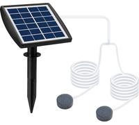 Pompe à oxygène solaire 6V 2W avec 2 pierres à air & 2.5 m de tuyau - Aérateur de bassin pour aquarium, bassin de jardin, bassin à poissons extérieur
