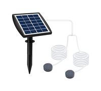 Pompe à oxygène solaire 6V 2W avec batterie 2200mAh et tuyau de 25m 2 bouches d'aération enrichissement en oxygène pour bassin d'aquarium pour jardin étang à poissons piscine