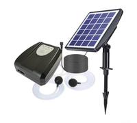 Pompe à oxygène solaire pour bassin à poissons 3 W avec batterie de recharge USB, convient pour la pêche en plein air et l'aération de l'aquarium à la maison (noir 3 W 2600)