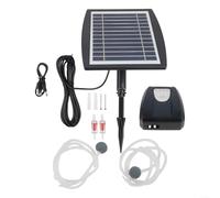 Pompe à oxygène solaire pour étang à poissons, aérateur d'aquarium alimenté par batterie 2600 mAh avec chargement USB, pompe à air silencieuse pour l'extérieur, noir (3 W 2600)