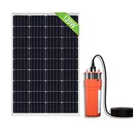 Pompe à puits solaire, ensemble de pompe à puits profond solaire 120W, pompe submersible 12V (96 W) avec panneau solaire 120W pour arrosage, pompage