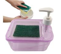 Pompe à savon et porte-éponge, 16,5 x 12,9 x 16,5 cm, distributeur de liquide vaisselle, organisateur de cuisine 2 en 1, récipient à savon liquide avec espace de rangement pour salle de bain