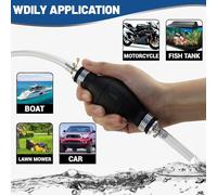 Pompe à siphon manuelle portable avec tuyaux flexibles en PVC de 6,6 pieds - Pompe de transfert de carburant efficace pour essence, huile, eau, aquariums
