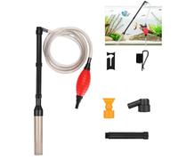 Pompe à siphon pour aquarium - Changeur d'eau - Kit de siphon à main 4 en 1 - Kit de nettoyage du sable pour vidange et remplacement de l'eau