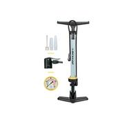 Dunlop Pompe à vélo H61xl11xL24cm Acier Blanc avec manomètre Valves Dunlop/Schrader/Françaises