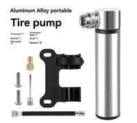 Pompe À Vélo De Montagne, Mini Pompe En Aluminium, Portable, Pour Vélo De Route, Presta Et Schrader, Universelle, Pour Basket-Ball (Argent Avec Support)