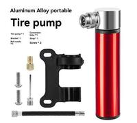 Pompe À Vélo De Montagne, Mini Pompe En Aluminium, Portable, Pour Vélo De Route, Presta Et Schrader, Universelle, Pour Basket-Ball (Rouge Avec Support)
