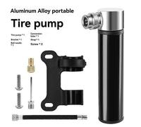 Pompe À Vélo De Montagne, Mini Pompe En Aluminium, Portable, Pour Vélo De Route, Presta Et Schrader, Universelle, Pour Basket-Ball (Noire Avec Support)
