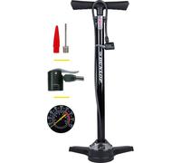 Pompe à vélo Dunlop avec manomètre Pompe à vélo pour valves Dunlop, Schrader et françaises - Pompe à pied avec adaptateur pour jouets aquatiques et balles - Pneus de scooter et de voiture