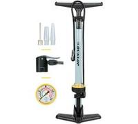 Dunlop Pompe à vélo H61xl11xL24cm Acier Blanc avec manomètre Valves Dunlop/Schrader/Françaises