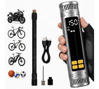 Pompe À Vélo Électrique 150PSI, Mini Gonfleur Vélo Portable avec Écran Numérique, Auto-Off Et Lumière LED, Valve Presta Schrader, USB-C pour Vélos Route, VTT, Voiture, Trottinettes, Ballons
