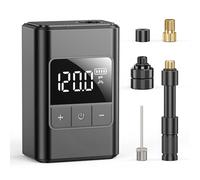 Pompe à Vélo Électrique Portable, Mini Gonfleur Velo Electrique,Livré avec 4 adaptateurs Type-C, Rechargeable 120 PSI avec Écran 1300mAh LED Digital, Vélo de Route et Ballons, Moto