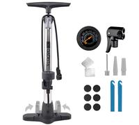 Pompe A Velo En Aluminium 145 Psi-Pompe Velo Avec Double Valve Schrader Et Presta Avec Grand Manomètre Pour Affichage De La Pression, Tuyau Extra Long, Poignée Confortable - Pompe À Vélo Argenté