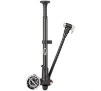 Pompe à vélo haute pression en alliage d'aluminium avec jauge double support de valve pour Presta et valves Convient pour VTT et vélos de route Portable et légère (Noir)