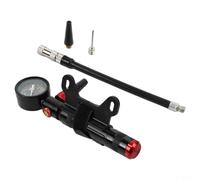 Pompe à vélo portable en alliage d'aluminium de 17,5 à 24,5 cm avec jauge de pression et aiguille à bille pour basket-ball américain pour valve française (modèle de vélo)