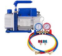 Pompe à Vide, 3CFM 1/4HP avec Ensemble de Manomètre Et Collecteur, Kit de Pompe à Vide Frigoriste HVAC à 4 Voies, Climatisation par Réfrigération A/C, Air Vacuum Pump Systèmes