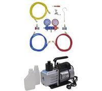 Pompe à vide 50 L min avec manomètre à 2 voies en kit d outils Argent G