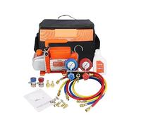 Pompe à vide à Air AC et Kit de réfrigérant A/C, palette rotative à un étage, 3.5/4,5 cfm, ensemble de jauges de collecteur for la climatisation,Gagnez du Temps(4.5CFM LeakDetector)