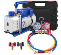 Pompe à Vide Climatisation 4 CFM 1/4 HP, Kit Frigoriste Professionnel avec Manifold 3 Voies et Tuyaux de Charge, Pompe à Vide HVAC pour Climatisation Auto, Réfrigérateur et Systèmes A/C(4CFM-1/4HP)